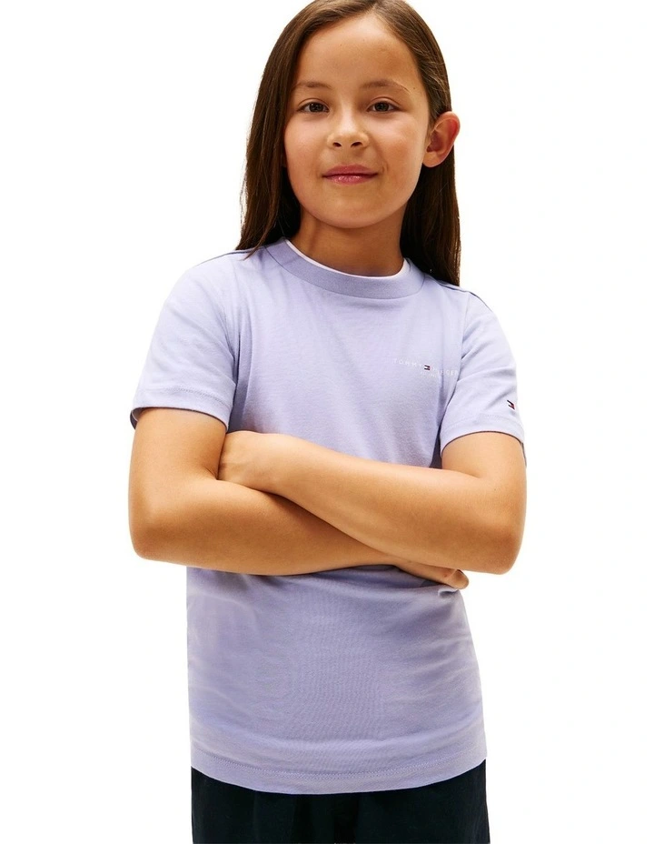 Kids Unisex Logo Crew Neck T-Shirt (3-7 Years) in Periwinkle Dusk image 6