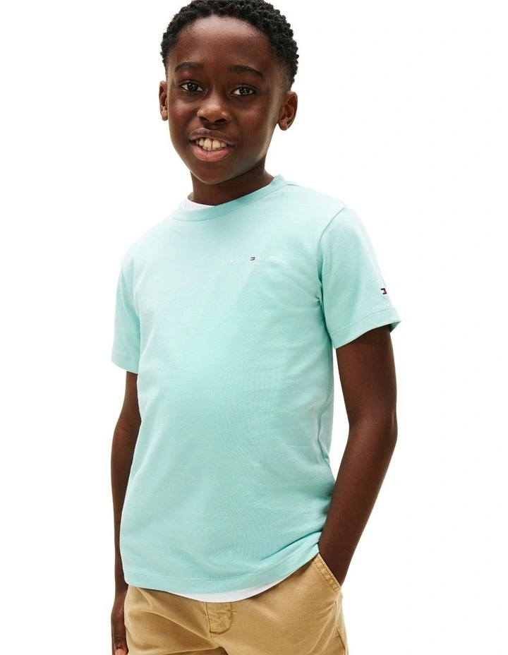 Kids Unisex Logo Crew Neck T-Shirt (3-7 Years) in Ocean Spray image 2