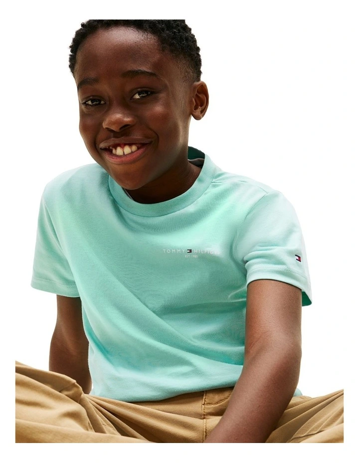 Kids Unisex Logo Crew Neck T-Shirt (3-7 Years) in Ocean Spray image 3