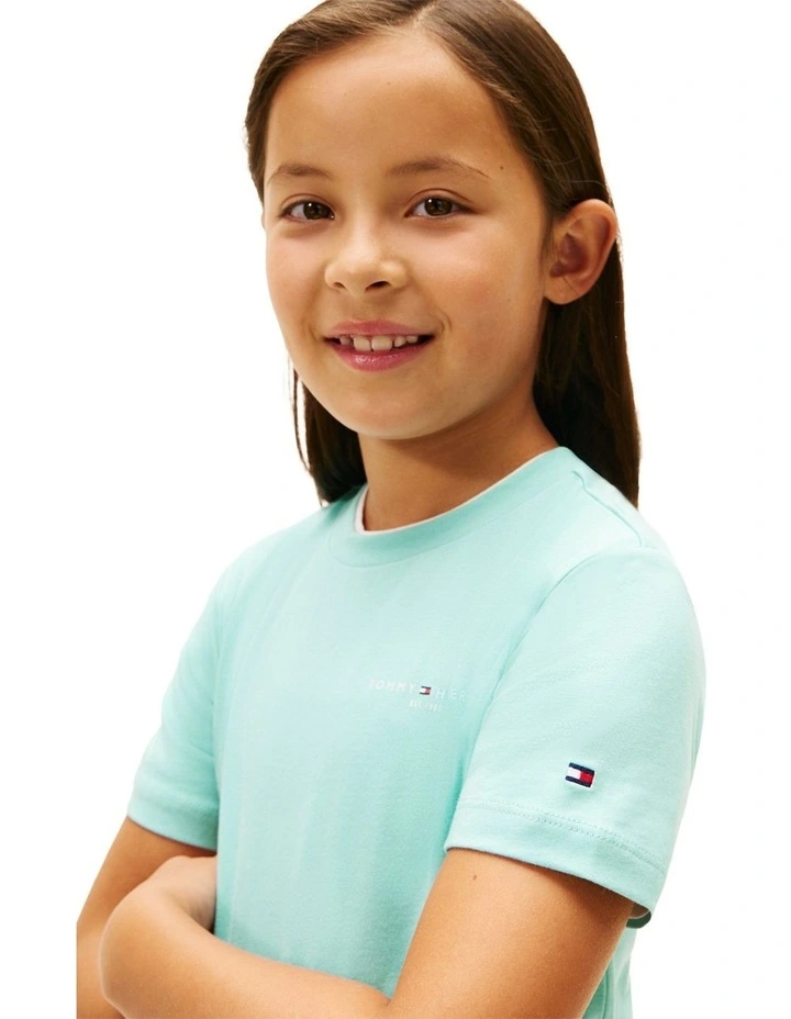 Kids Unisex Logo Crew Neck T-Shirt (3-7 Years) in Ocean Spray image 5
