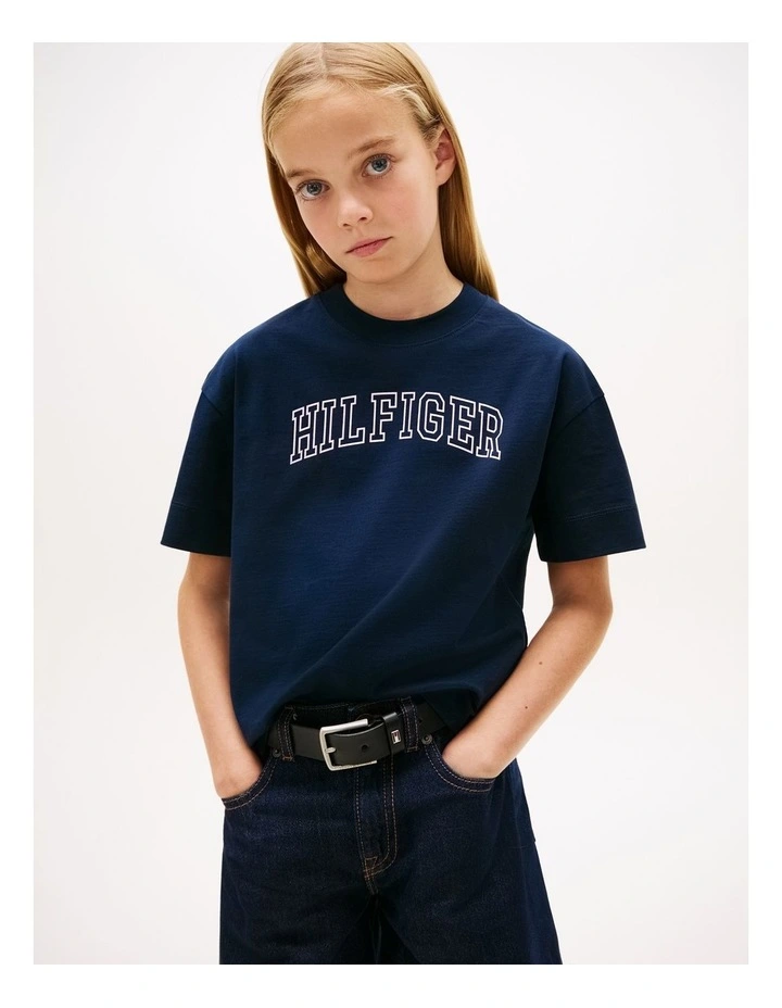 Girls Logo Jersey Crew Neck T-Shirt (8-16 Years) in Blue image 1