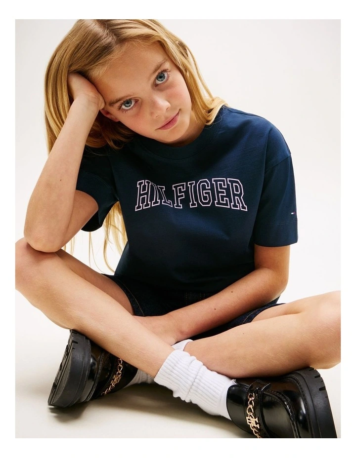 Girls Logo Jersey Crew Neck T-Shirt (8-16 Years) in Blue image 2