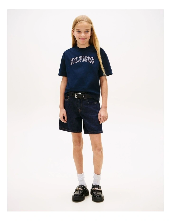 Girls Logo Jersey Crew Neck T-Shirt (8-16 Years) in Blue image 3