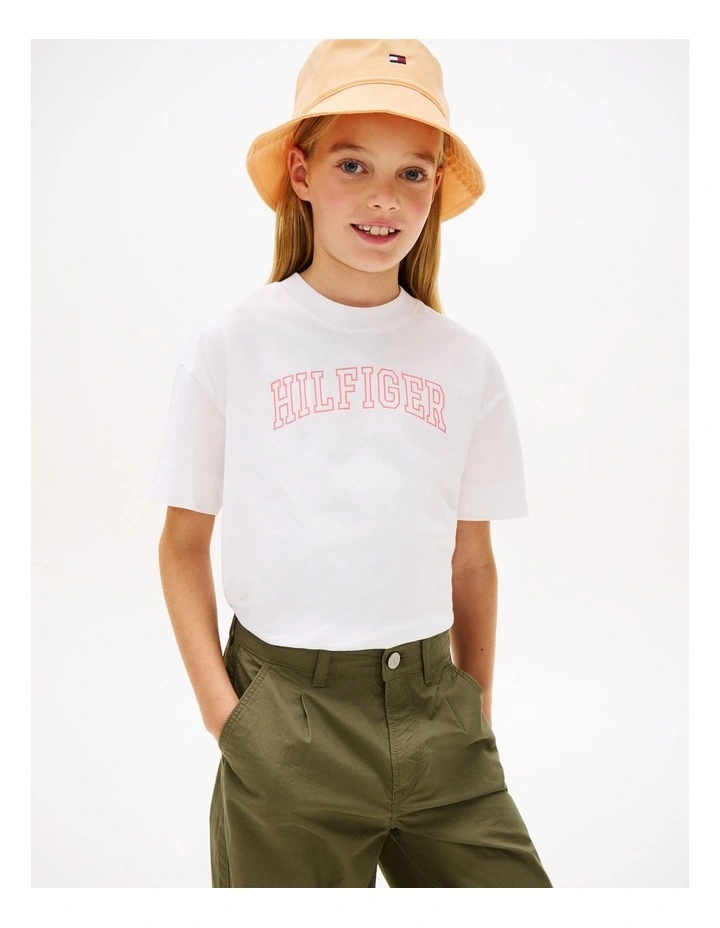 Girls Logo Jersey Crew Neck T-Shirt (8-16 Years) in White image 1