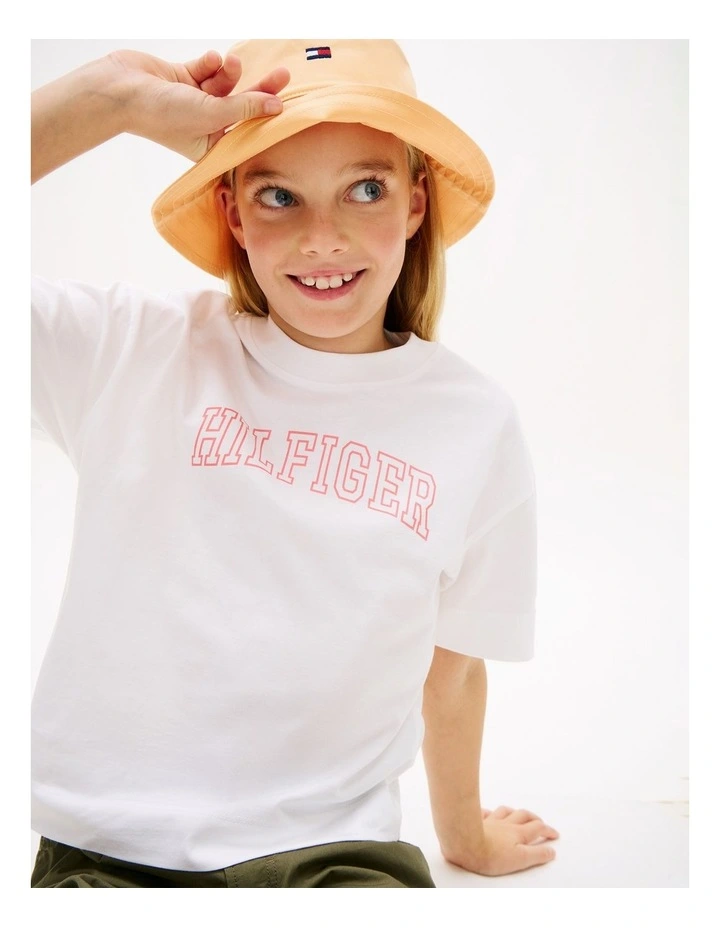 Girls Logo Jersey Crew Neck T-Shirt (8-16 Years) in White image 2