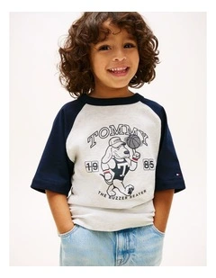 Boys Graphic Raglan Crew Neck T-Shirt (3-7 Years) in Grey