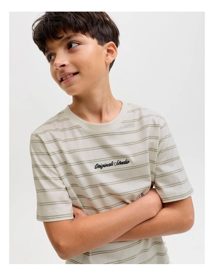 Norrebro Stripe Cotton T-Shirt in Light Green image 3