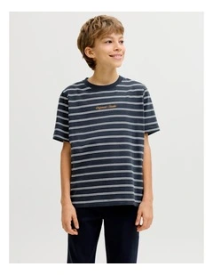 Norrebro Stripe Cotton T-Shirt in Navy