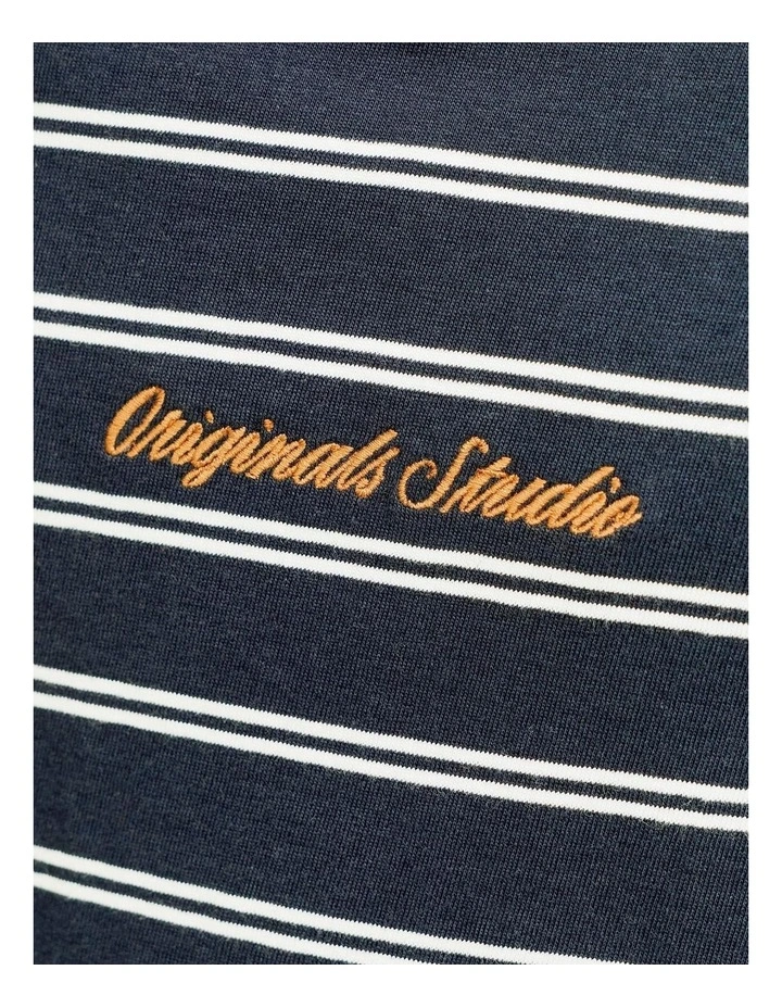 Norrebro Stripe Cotton T-Shirt in Navy image 2