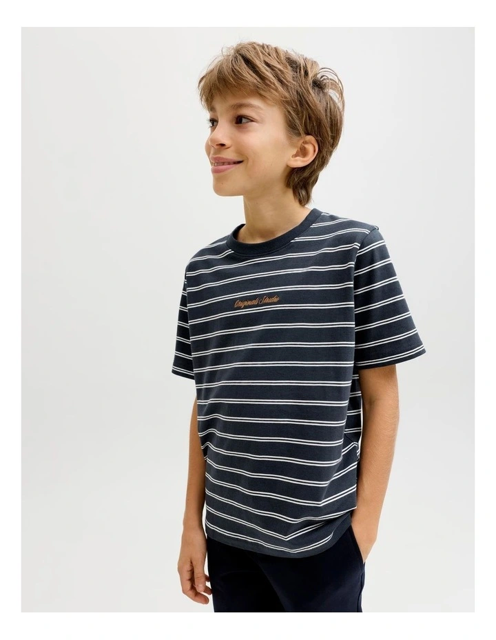Norrebro Stripe Cotton T-Shirt in Navy image 3
