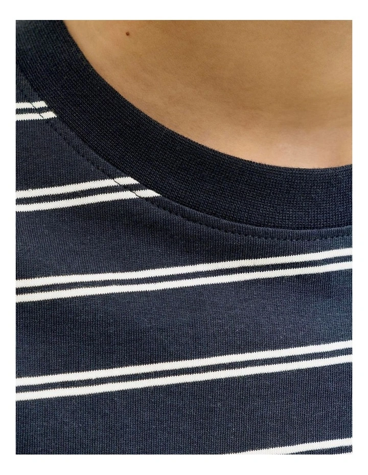 Norrebro Stripe Cotton T-Shirt in Navy image 6