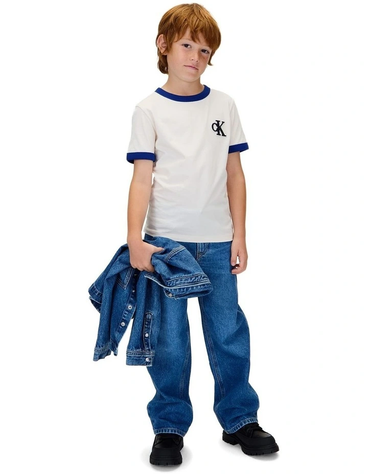 Ringer Monologo Short Sleeve T-shirt in Whitecap Gray image 4