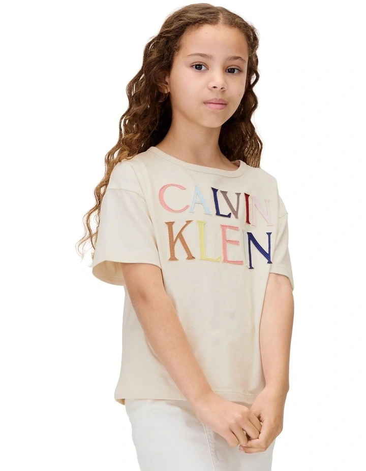 Coloured Logo Short Sleeve T-shirt (8-16 Years) in Whitecap Gray image 3