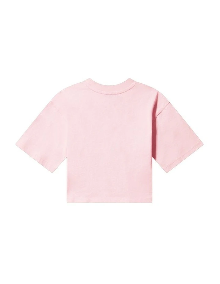 Velvet Monogram Boxy Short Sleeve T-shirt (8-16 Years) in Pink image 2