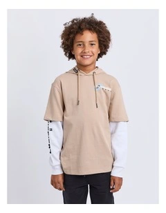Logo Over Tee in Tan