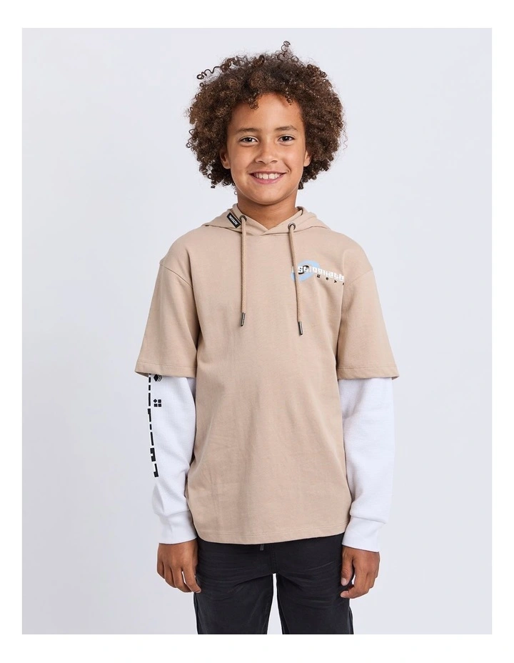 Logo Over Tee in Tan image 1