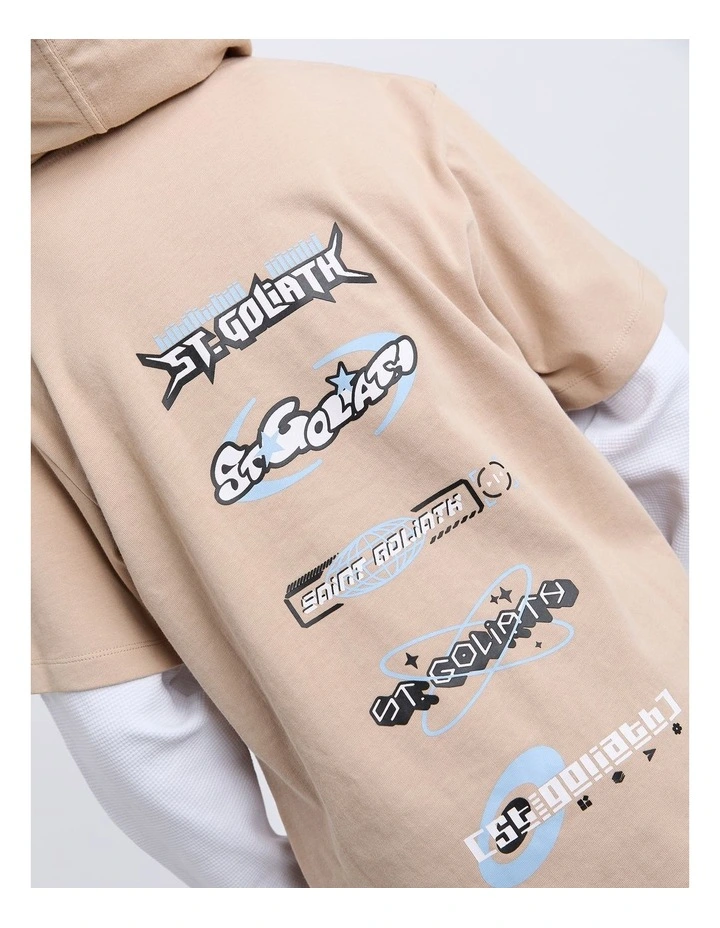 Logo Over Tee in Tan image 5