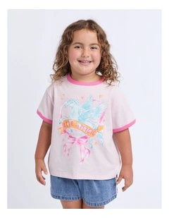 Pegasus Ringer Tee (3-7 Years) in Pale Pink