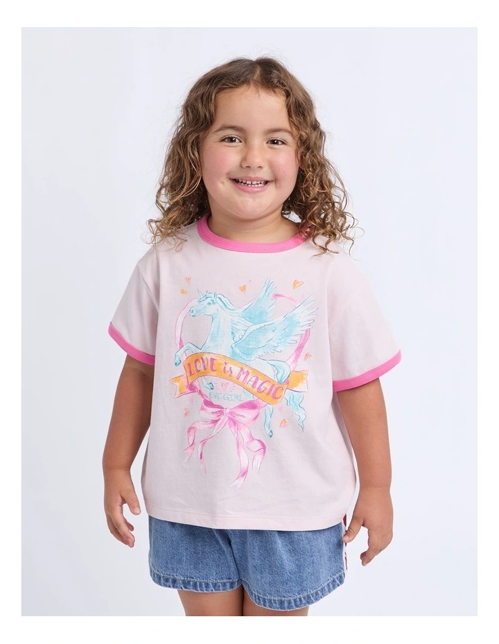 Pegasus Ringer Tee (3-7 Years) in Pale Pink image 1