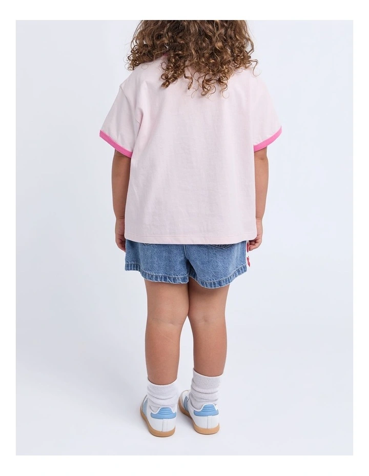 Pegasus Ringer Tee (3-7 Years) in Pale Pink image 2