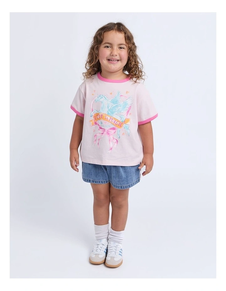 Pegasus Ringer Tee (3-7 Years) in Pale Pink image 3