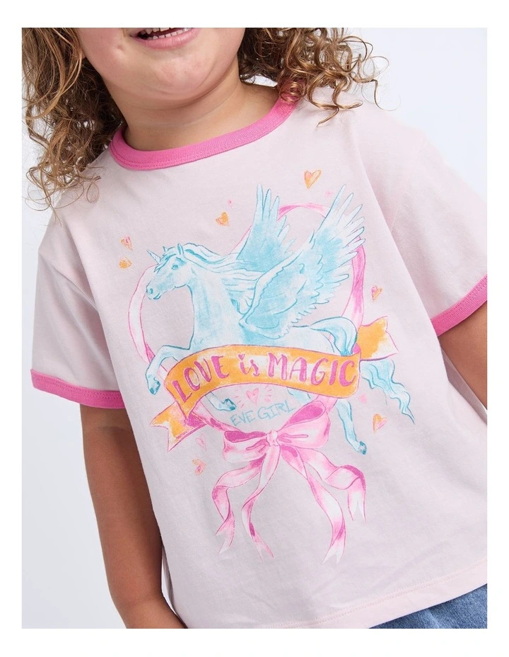 Pegasus Ringer Tee (3-7 Years) in Pale Pink image 4