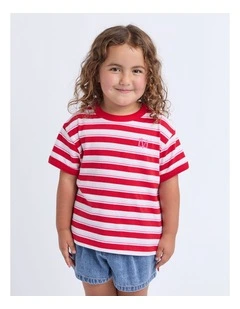 Molly Ringer Tee (3-7 Years) in Red and White Stripe