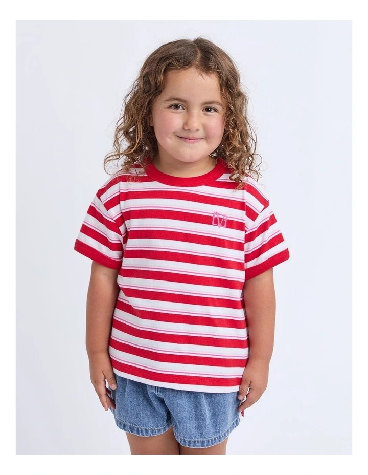 Molly Ringer Tee (3-7 Years) in Red and White Stripe image 1