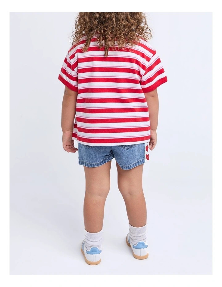 Molly Ringer Tee (3-7 Years) in Red and White Stripe image 2