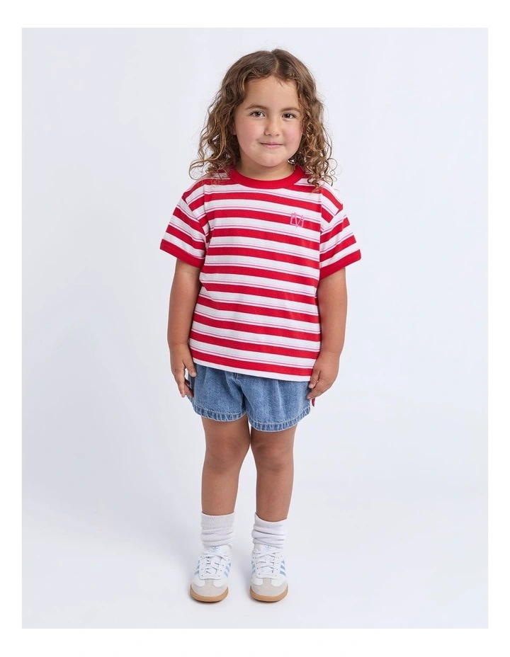 Molly Ringer Tee (3-7 Years) in Red and White Stripe image 3