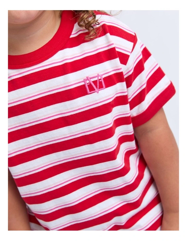 Molly Ringer Tee (3-7 Years) in Red and White Stripe image 4
