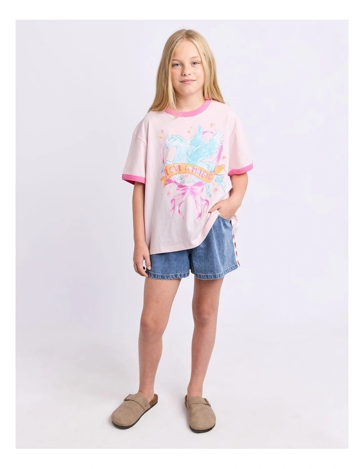 Pegasus Ringer Tee (8-16 Years) in Pale Pink image 5