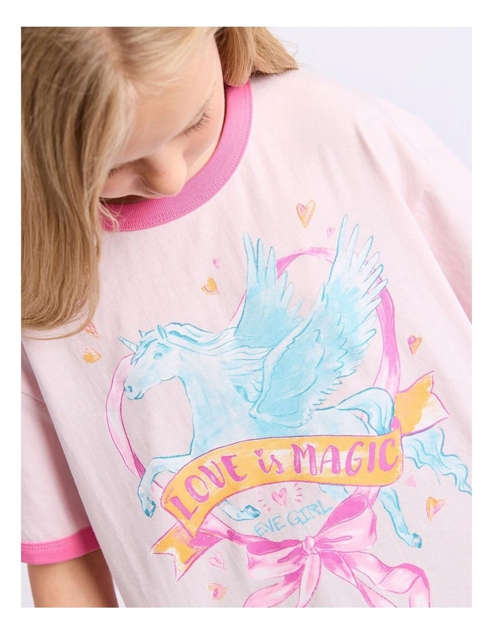 Pegasus Ringer Tee (8-16 Years) in Pale Pink image 6