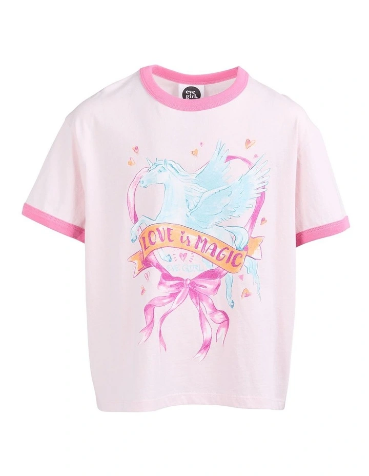 Pegasus Ringer Tee (8-16 Years) in Pale Pink image 7