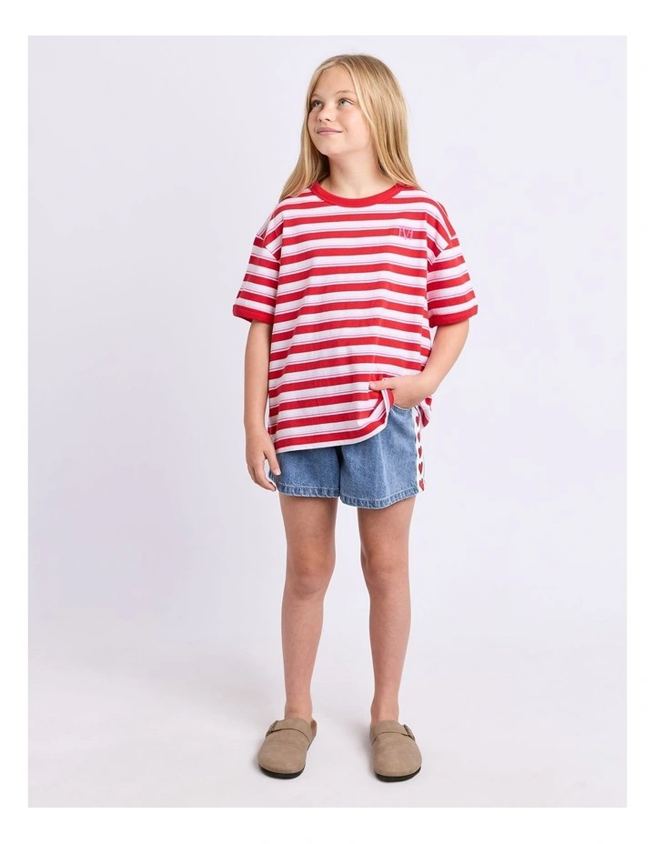 Molly Stripe Ringer Tee (8-16 Years) in Red image 3