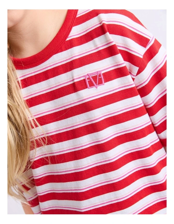 Molly Stripe Ringer Tee (8-16 Years) in Red image 4