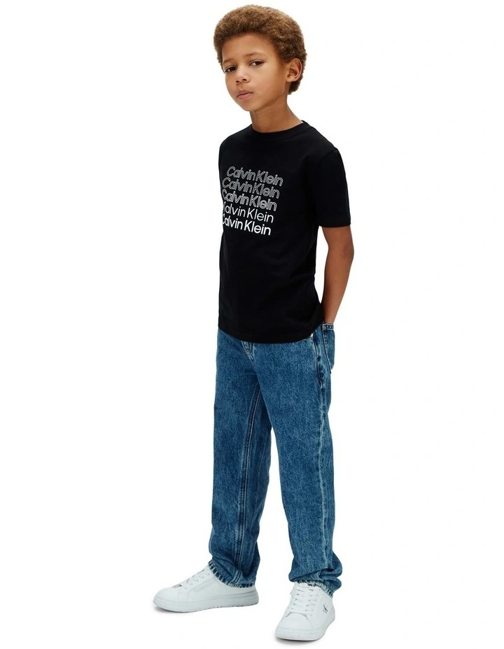 Stacked Logo T-shirt 8-16 Years in Black image 3
