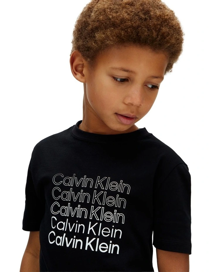 Stacked Logo T-shirt 8-16 Years in Black image 4