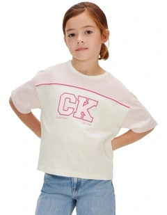 Collegiate Colourblock Logo T-shirt 8-16 Years in Egret