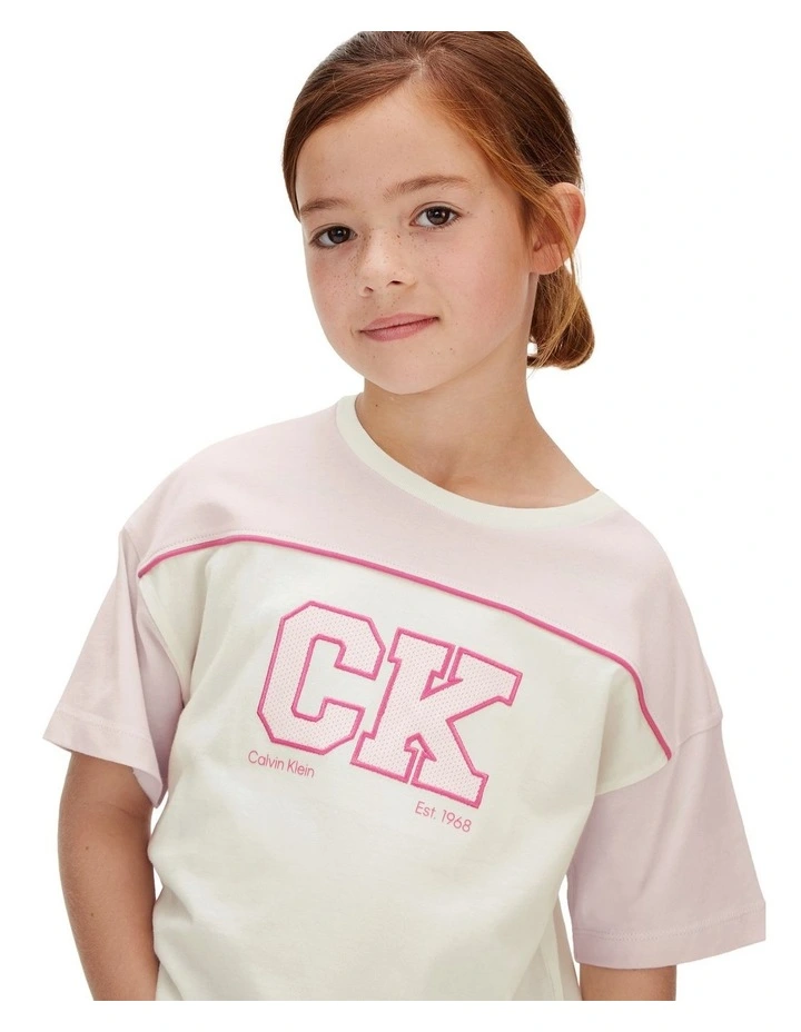 Collegiate Colourblock Logo T-shirt 8-16 Years in Egret image 4