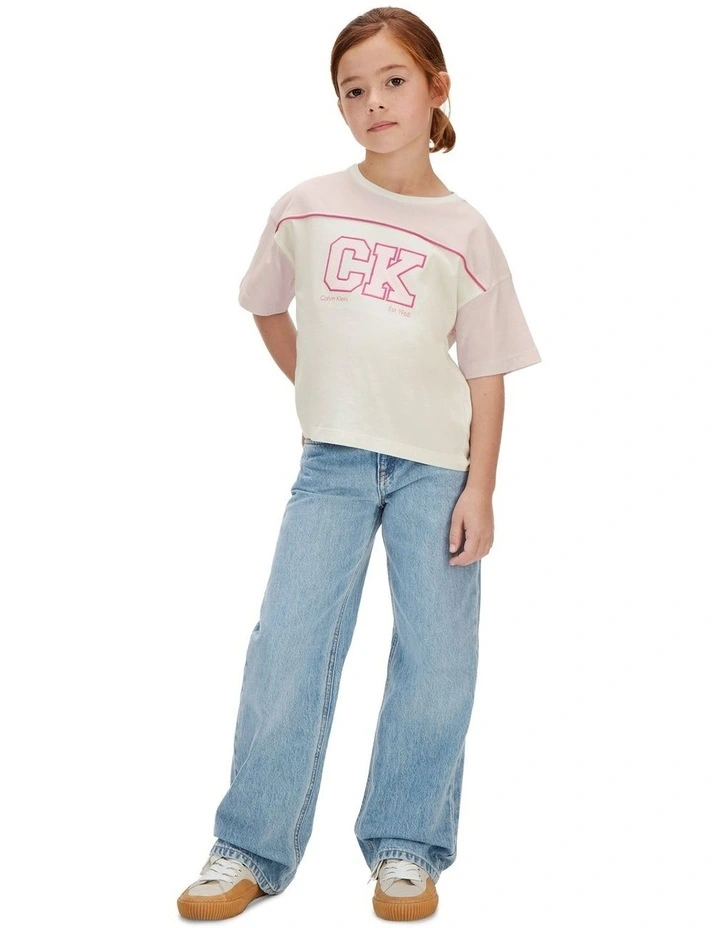 Collegiate Colourblock Logo T-shirt 8-16 Years in Egret image 5