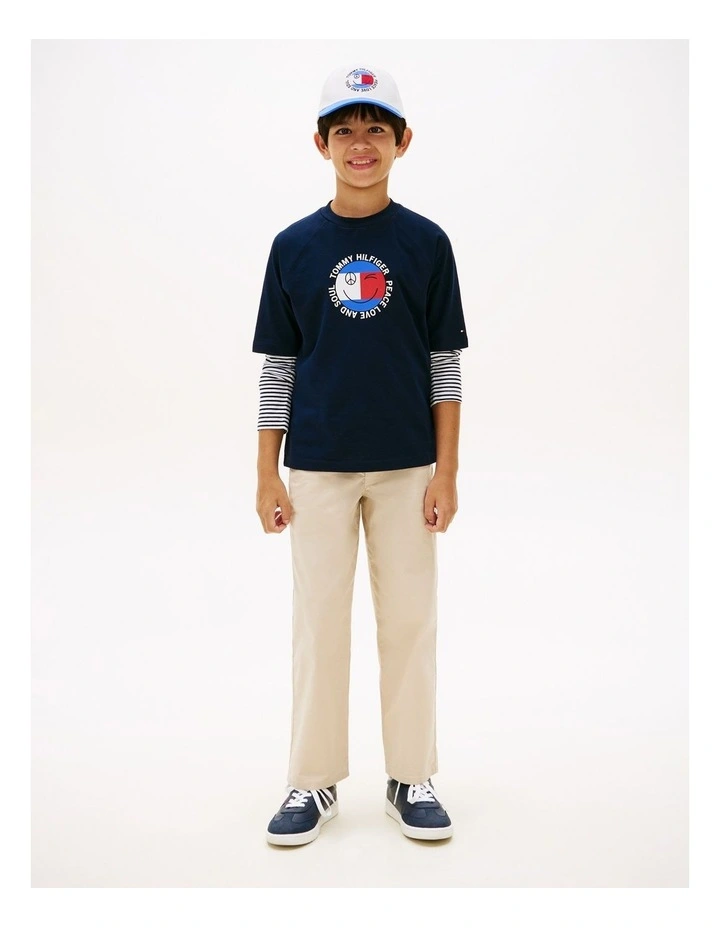 Boys Smiley Flag Logo Jersey T-Shirt (8-16 Years) in Blue image 3