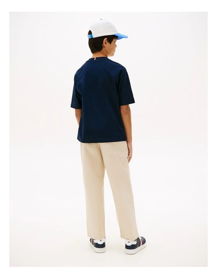 Boys Smiley Flag Logo Jersey T-Shirt (8-16 Years) in Blue image 4