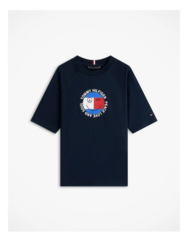Boys Smiley Flag Logo Jersey T-Shirt (8-16 Years) in Blue image 5
