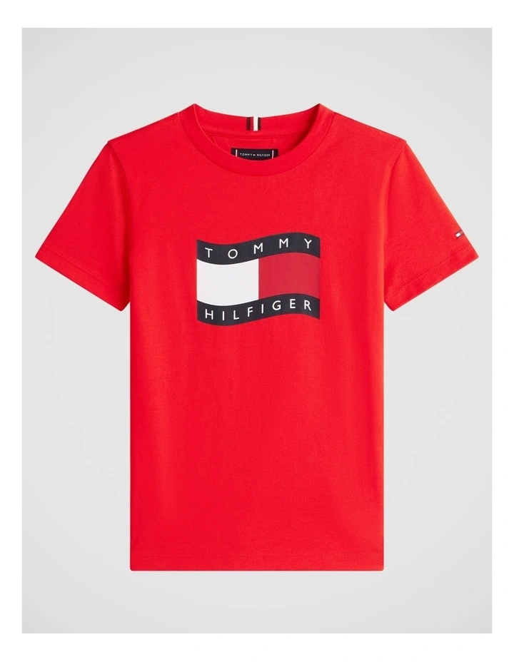 Wavy Flag Jersey Crew Neck T-Shirt (8-16 years) in Red image 5