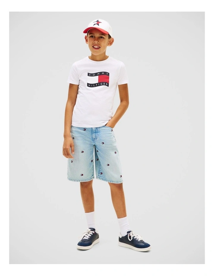 Wavy Flag Jersey Crew Neck T-Shirt (8-16 years) in White image 2