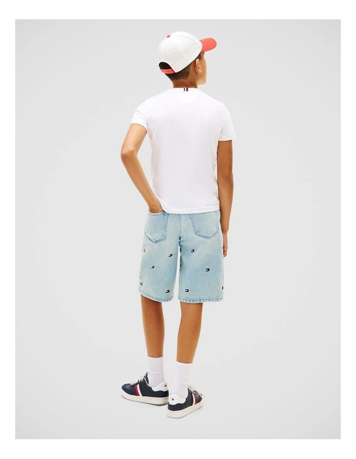 Wavy Flag Jersey Crew Neck T-Shirt (8-16 years) in White image 3