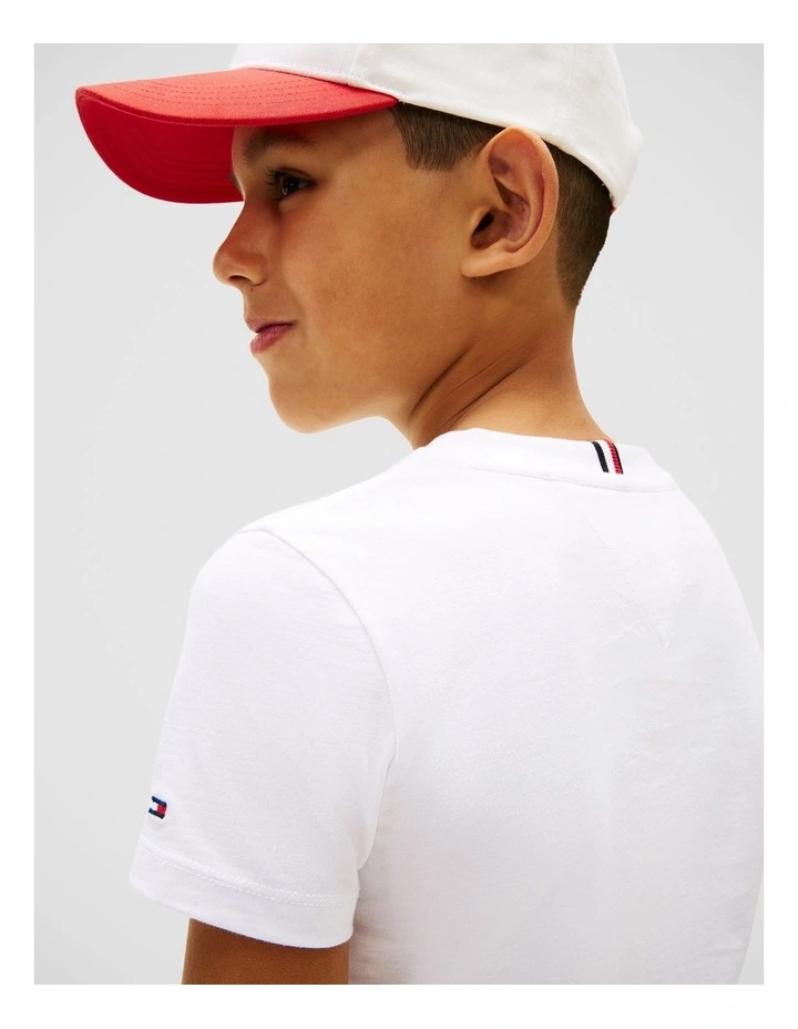 Wavy Flag Jersey Crew Neck T-Shirt (8-16 years) in White image 4