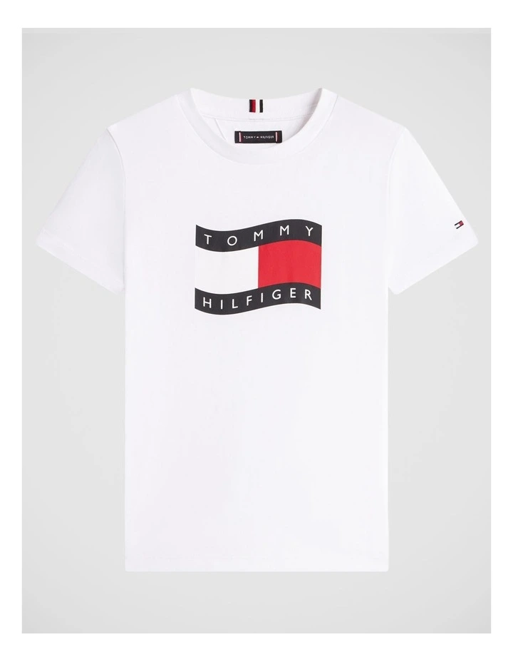 Wavy Flag Jersey Crew Neck T-Shirt (8-16 years) in White image 5