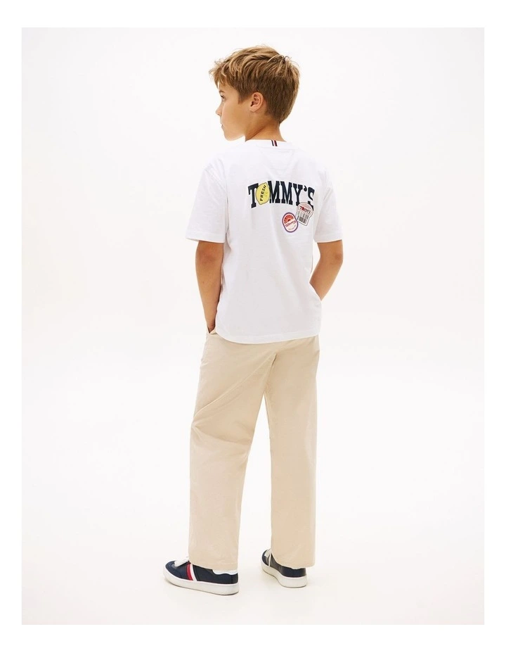 Boys Sticker Print Back Graphic Jersey T-Shirt (8-16 Years) in White image 4